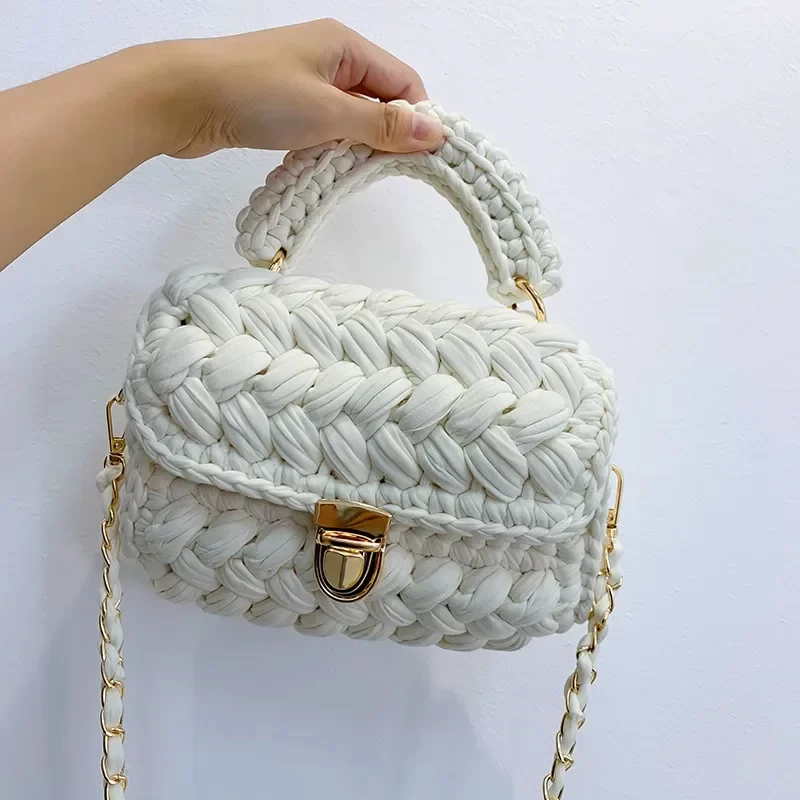 DIY Knitted Handbag Wallet Fashion Rope Woven Ladies Handbag Designer Casual Chain Shoulder Messenger Bag_1