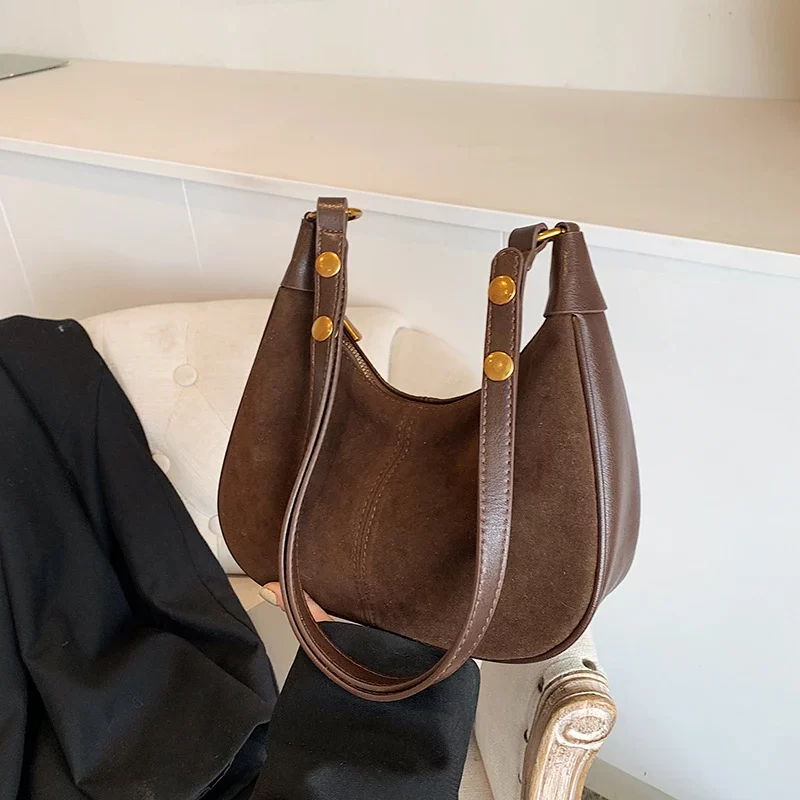 Small PU Leather Nubuck Underarm Bags Ladies Shoulder Bag for Women New Trend Women's Handbags Y2K Style Messenger Sac A Main_9