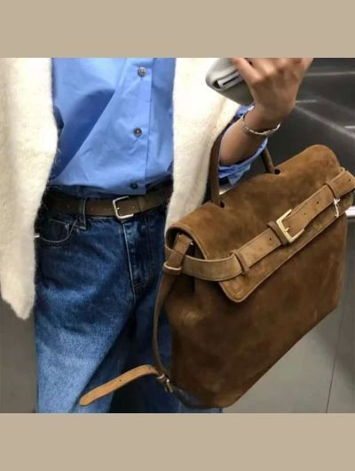 Suede Bag Brand Women Bag Frosted Suede Brown Women Totes Versatile Belt Bucklewomen Shoulder Bags Fashion Crossbody Handbags