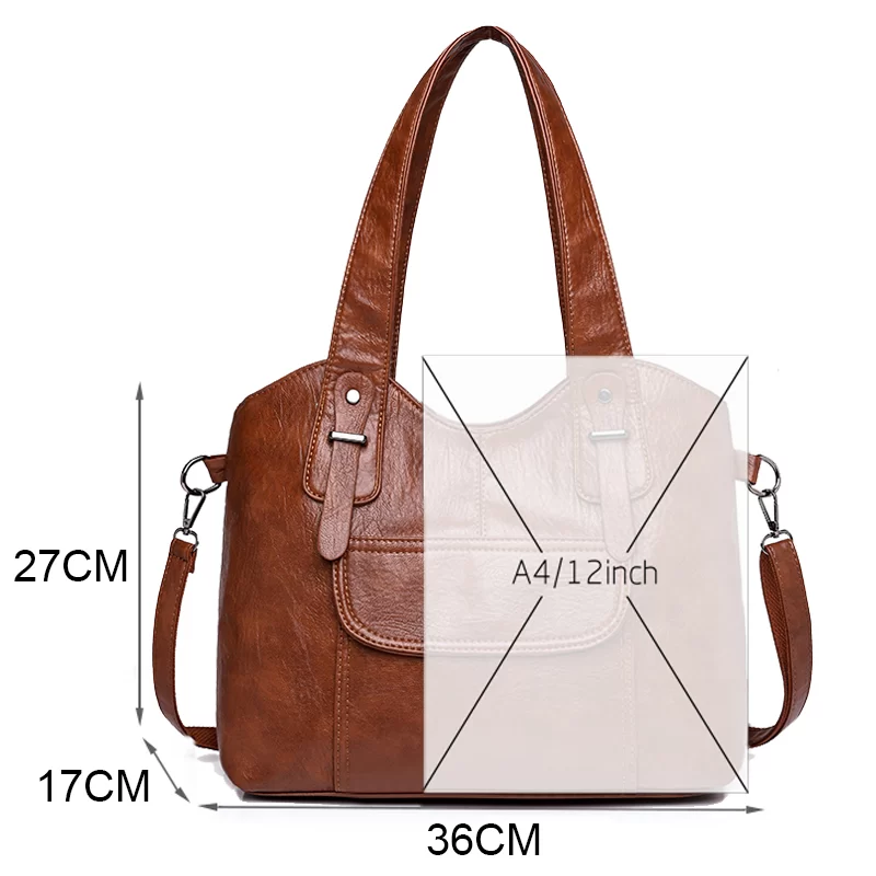 Multiple Pockets Large Capacity Ladies Hand Bags Luxury Soft Leather Handbags High Quality Women Bags Designer Shoulder Bag 2024_5