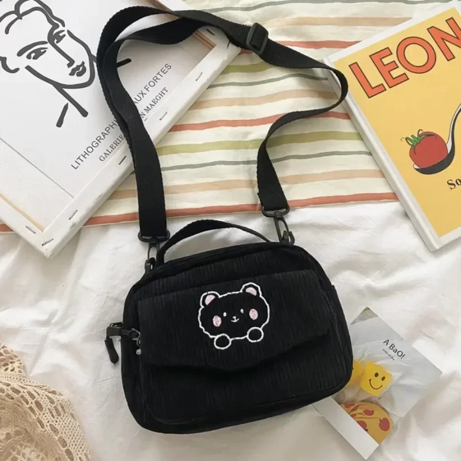 Cute Cartoon Bear Winter New Women's Bags Are Fashionable Casual Comfortable Simple Generous Crossbody Shoulder Handbag_7