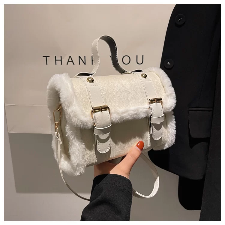 Winter Women Crossbody/shoulder Bag 2023 New Lamb Plush Velvet Bag Lady Small Square Handbag French Korea Style_1