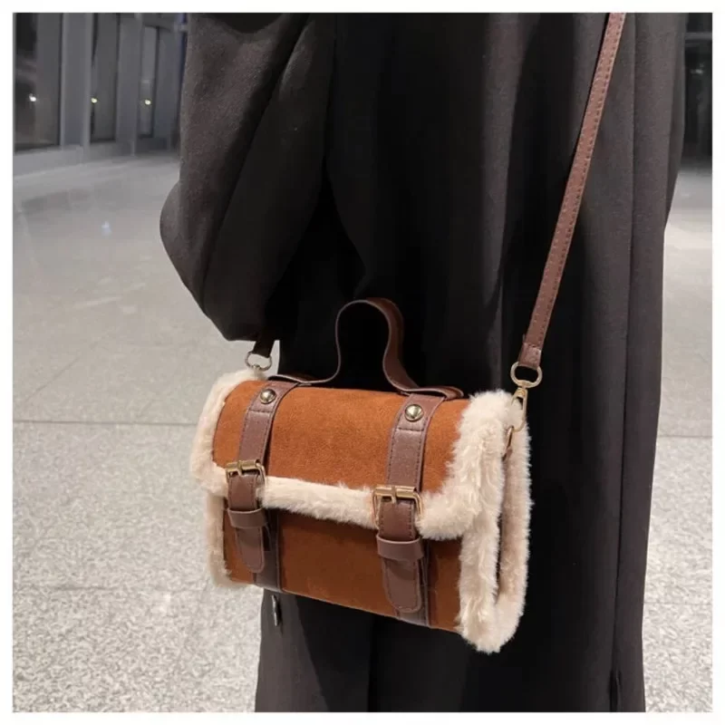 Winter Women Crossbody/shoulder Bag 2023 New Lamb Plush Velvet Bag Lady Small Square Handbag French Korea Style_5