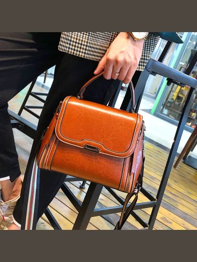 Oil Wax Cowhide Leather Women's Handbag 2024 New Crossbody Bag Lady Commuter Summer Bag Handbill Shoulder Messenger Bags