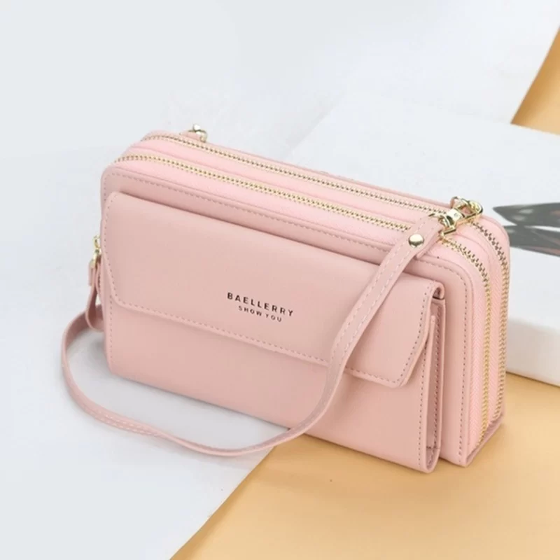 Women Long Wallet Korean Version Crossbody Bag Double Zipper Large Capacity Clutch Bag Shoulder Handbag Female Mobile Phone Bag_17