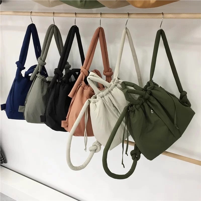 Casual nylon padded tote bag designer soft puffer women shoulder crossbody bags Simple Vintage large capacity handbags 2023_5