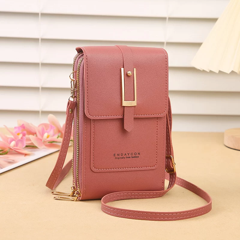 New transparent touchscreen phone bag trend simple crossbody small bag phone women's bag change bag vertical design_6