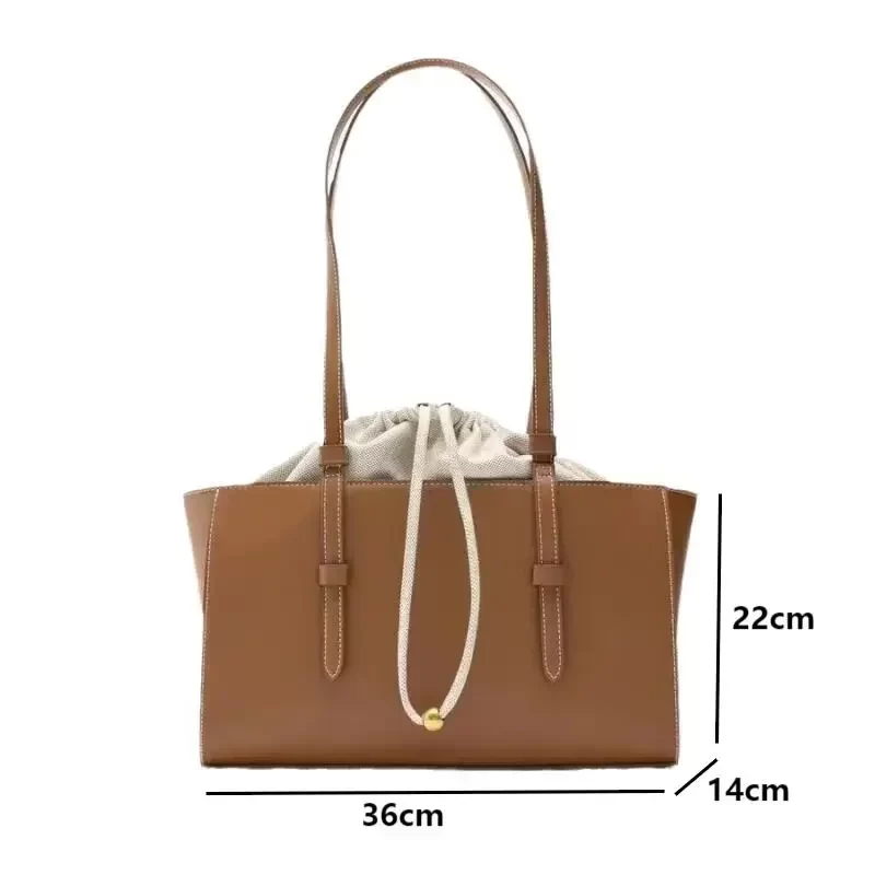 New Leisure Handheld Bag Shoulder Bags PU Leather Fashion Women Versatile Drawstring Closed Top Handle Bags Female Crossbody Bag_6