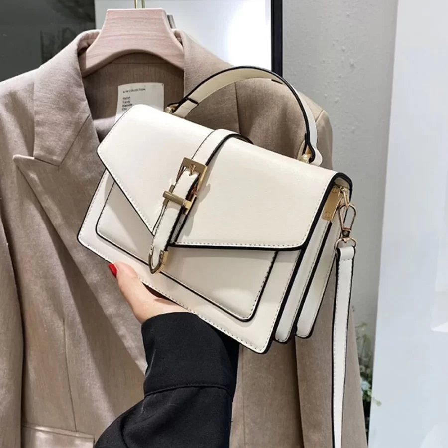 Women PU Leather Messenger Shoulder Bag Ladies Solid Color Simple Crossbody Bag Fashion Handbag Leisure Portable Sling Bag_4