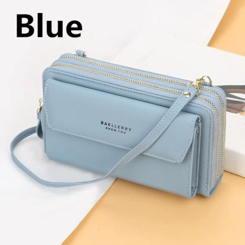 Women Long Wallet Korean Version Crossbody Bag Double Zipper Large Capacity Clutch Bag Shoulder Handbag Female Mobile Phone Bag_9