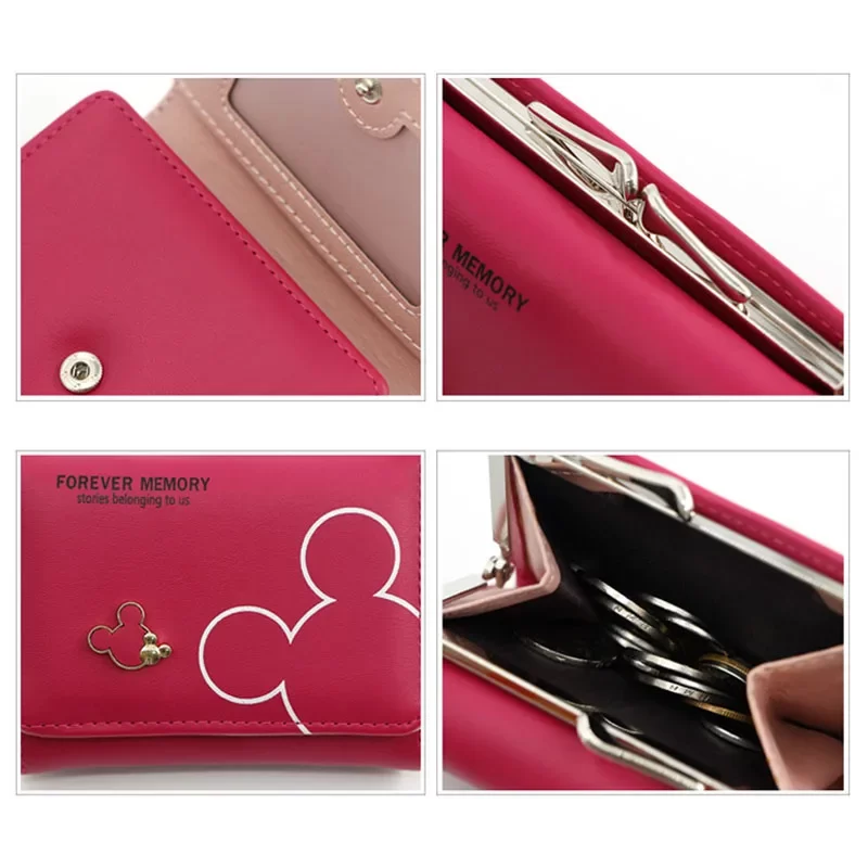 Disney Cartoon Mickey Mouse Wallet for Women's PU Leather Coin Purse Woman Mini Short Wallets Girls Bags Fashion Accessories_5