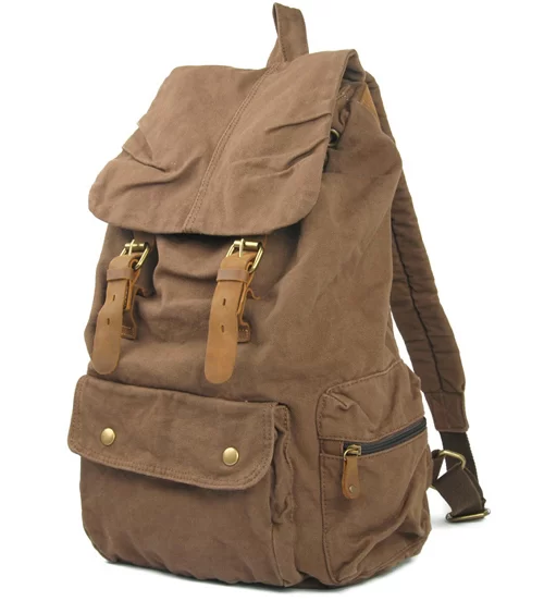 Fashion Vintage Leather military Canvas Backpack Men School Bag drawstring backpack Women Bagpack male Rucksack Teenager mochila_7