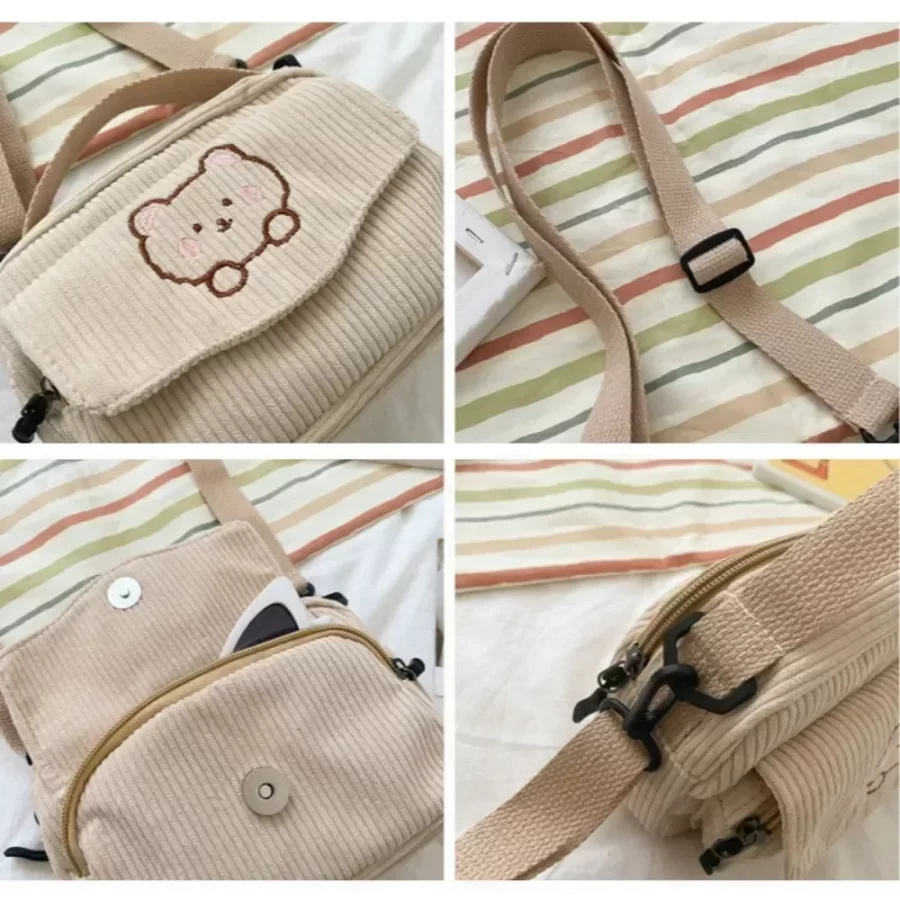 Cute Cartoon Bear Winter New Women's Bags Are Fashionable Casual Comfortable Simple Generous Crossbody Shoulder Handbag_5