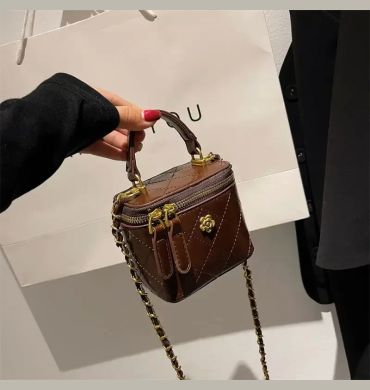 Small  Shoulder Bucket Bag For Women Classic Mini Clutches Female Small Square Box Crossbody Metal Chain Handbag