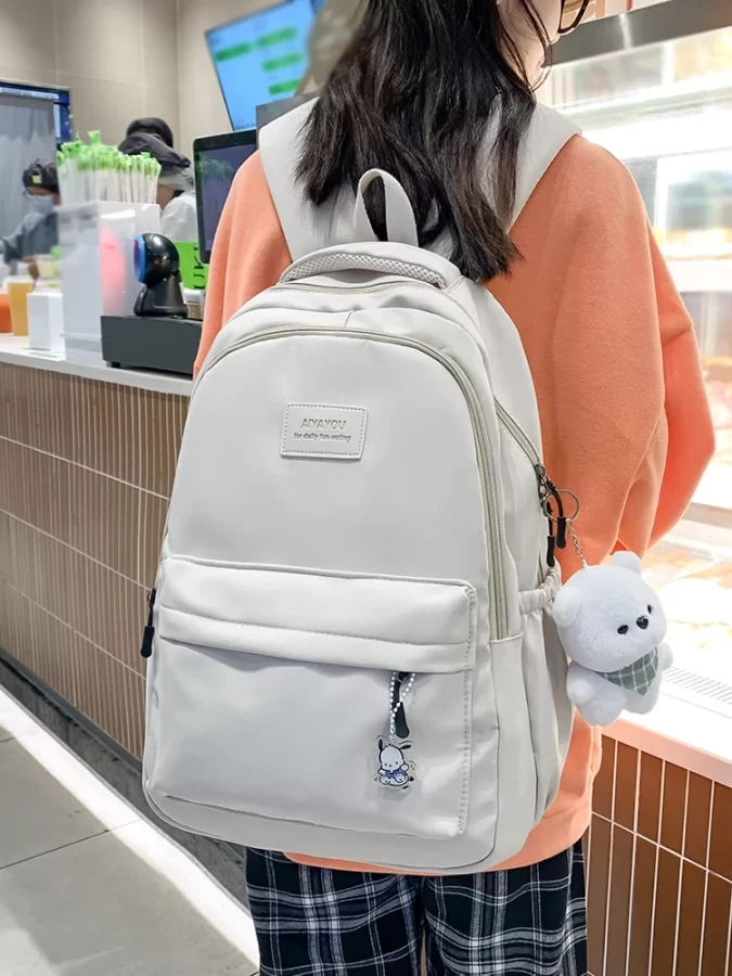 Casual Style Fashion Backpack, Lightweight & Large Capacity Nylon Bag With Multi-Pocket Design For Commuting_3