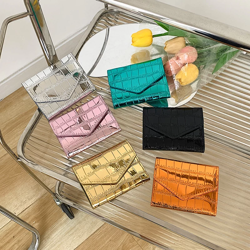 2024 Short Purses for Women New Fashion Stone Pattern Laser Wallet High Capacity Card Holders Coin Purse Mini Small Money Bag_1