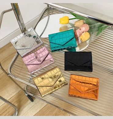 2024 Short Purses for Women New Fashion Stone Pattern Laser Wallet High Capacity Card Holders Coin Purse Mini Small Money Bag