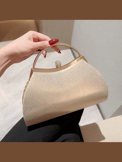 Pleated Evening Handbag Women Top Handle Glitter Day Clutch Ladies Wedding Dinner Dressed Clip Bag Diamond Party Purse Gold