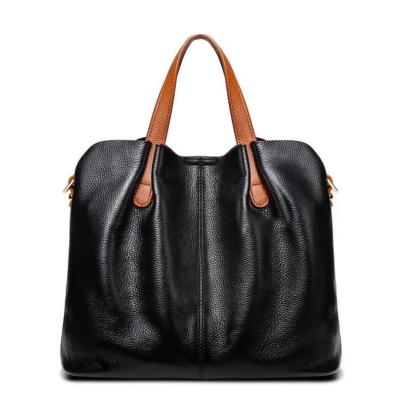 Genuine Leather Women's Bags Fashion Commute Handbags Solid Color Tote Messenger Luxury Designer Shoulder Cossbody Bag Female_8