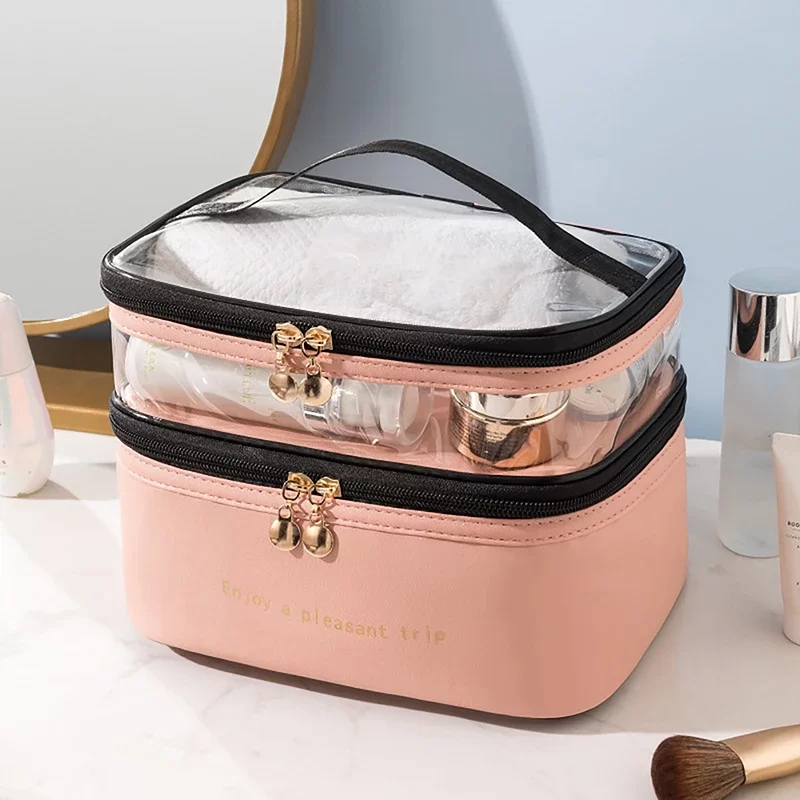 2024 Waterproof PVC Women Cosmetic Bag Portable Traveling Leather Toiletries Big Capacity Travel Makeup Organizer_7