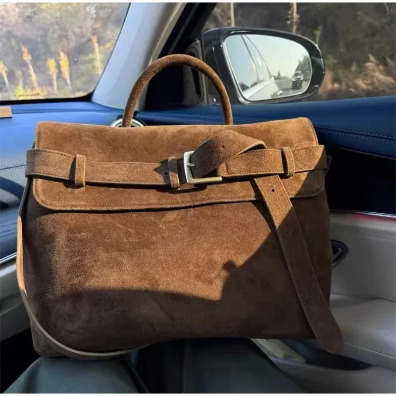 Suede Bag Brand Women Bag Frosted Suede Brown Women Totes Versatile Belt Bucklewomen Shoulder Bags Fashion Crossbody Handbags_1