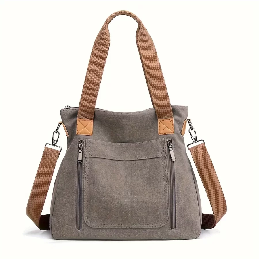 Women's Versatile Handbag Large Capacity Canvas Casual Shoulder Crossbody Bag_19