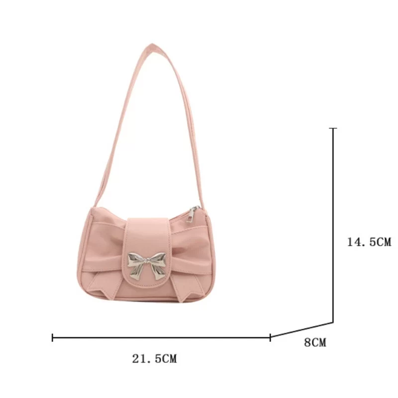 Trendy Bow Shoulder Bag Handbag Casual Underarm Bag Daily Commuting Bags PU Leather Lady Banquet Bag Business Women's Bags_6