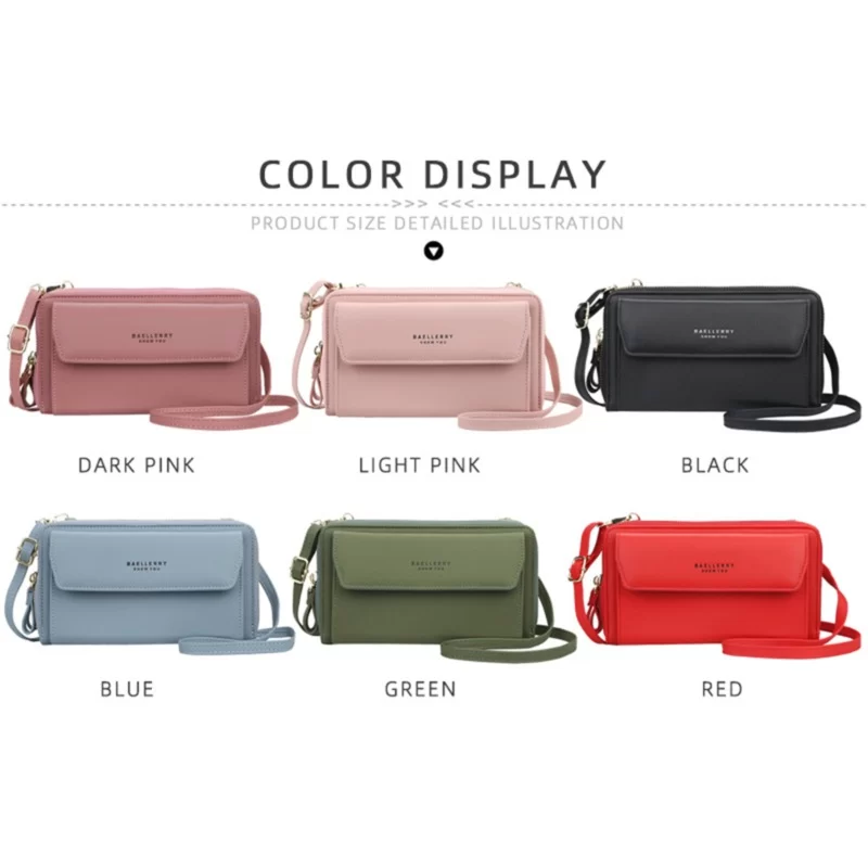 Women Long Wallet Korean Version Crossbody Bag Double Zipper Large Capacity Clutch Bag Shoulder Handbag Female Mobile Phone Bag_4