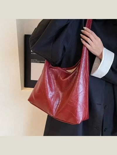 Soft PU Leather Shoulder Bag for Women Wedding Totes All-match Commuter Underarm Bag Bolso Mujer Fashion Large Capacity Handbag