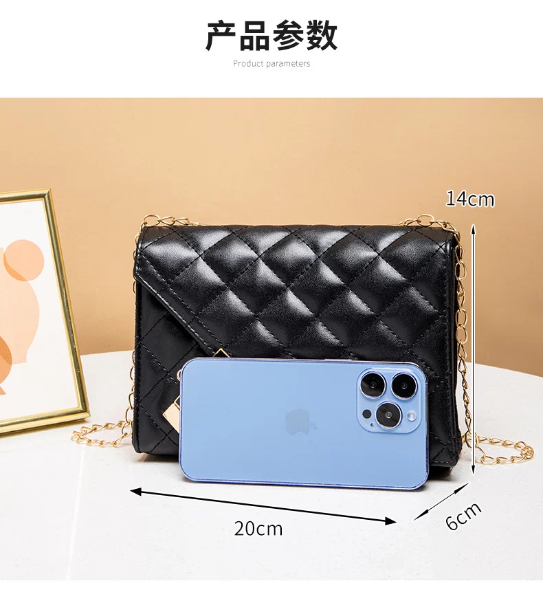 2023 New Flap Crossbody Bags Small Square Women Shoulder Bag Plaid Pu Leather Designer Handbags Chain Lady Women's Bag_2