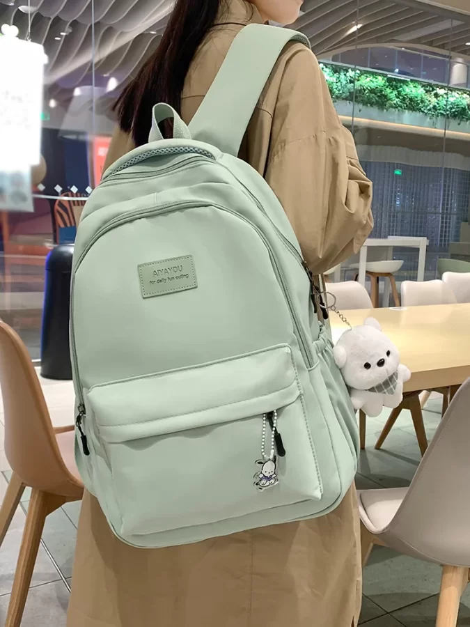 Casual Style Fashion Backpack, Lightweight & Large Capacity Nylon Bag With Multi-Pocket Design For Commuting_2