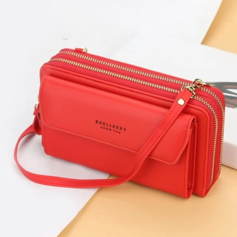 Women Long Wallet Korean Version Crossbody Bag Double Zipper Large Capacity Clutch Bag Shoulder Handbag Female Mobile Phone Bag_2