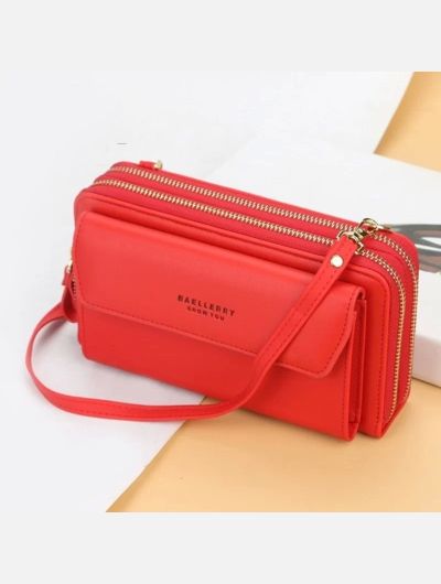 Women Long Wallet Korean Version Crossbody Bag Double Zipper Large Capacity Clutch Bag Shoulder Handbag Female Mobile Phone Bag