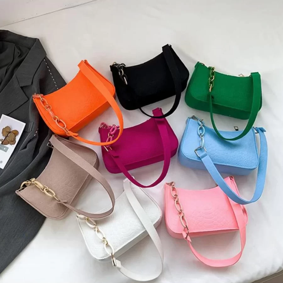 Fashion Felt Cloth Pattern Shoulder Bags For Women Small Handle Underarm Bag Clutch Luxury Solid Color Female Handbag With Purse_1