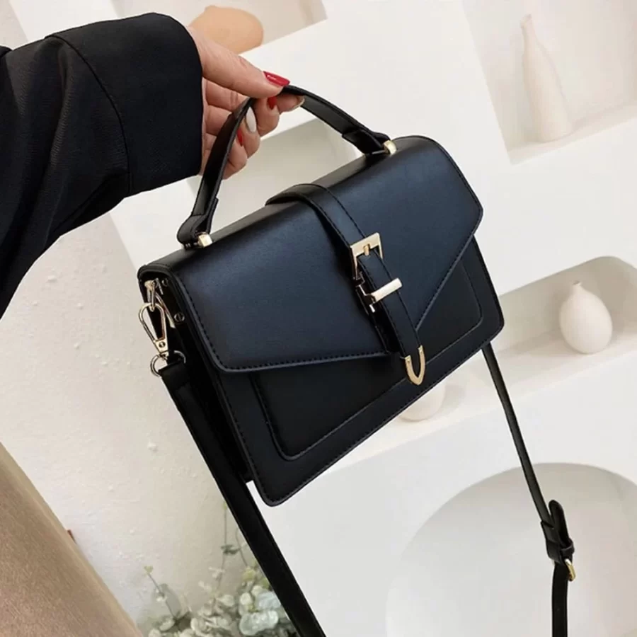 Women PU Leather Messenger Shoulder Bag Ladies Solid Color Simple Crossbody Bag Fashion Handbag Leisure Portable Sling Bag_5