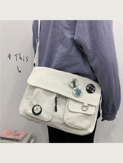 Fashion Women Canvas Shoulder Bags For Youth Casual Ladies Large Capacity Crossbody Bags Solid Handbags Messenger Bags for Women