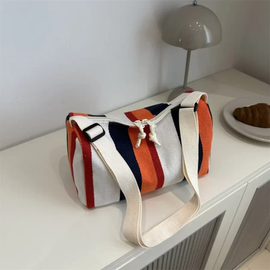 Fashion Winter Large-capacity New Women's Bags Are Versatile Striped Casual Simple and Generous and Straddle The Shoulder_8