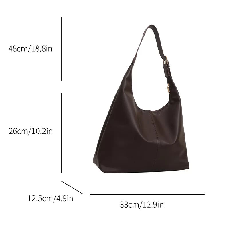 Trendy Casual Soft PU Women's Handbags Solid Color Large Capacity Female Shoulder Bag Retro Tote Bag For Commute Shopping_2