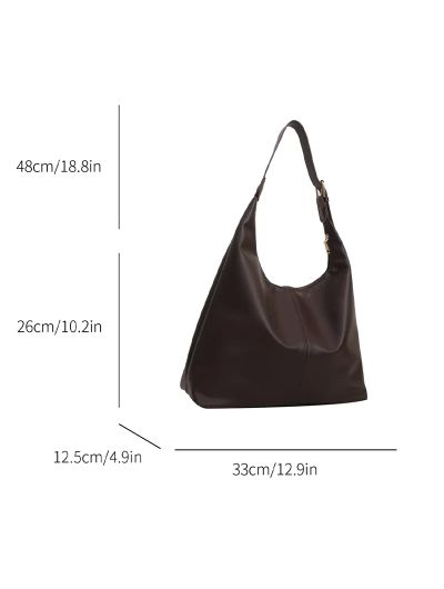 Trendy Casual Soft PU Women's Handbags Solid Color Large Capacity Female Shoulder Bag Retro Tote Bag For Commute Shopping