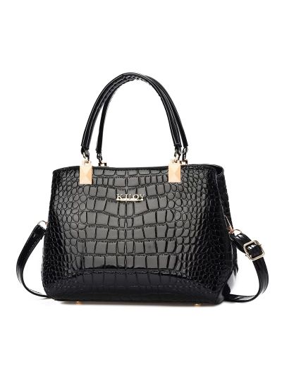 Fashionable Womens Crocodile Pattern Shoulder Bag - Stylish & Durable PU Leather Handbag with Removable Cross-body Strap for Eve