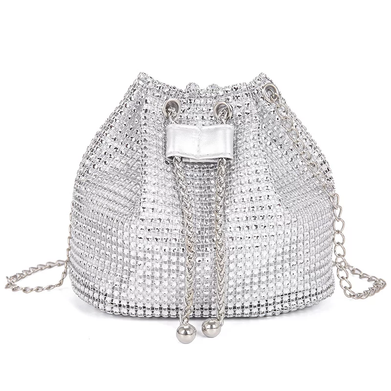 New Bag Women's New Trendy Bag Texture Net Red Diamond Shoulder Bag Fashion Chain Crossbody Bucket Bag_8