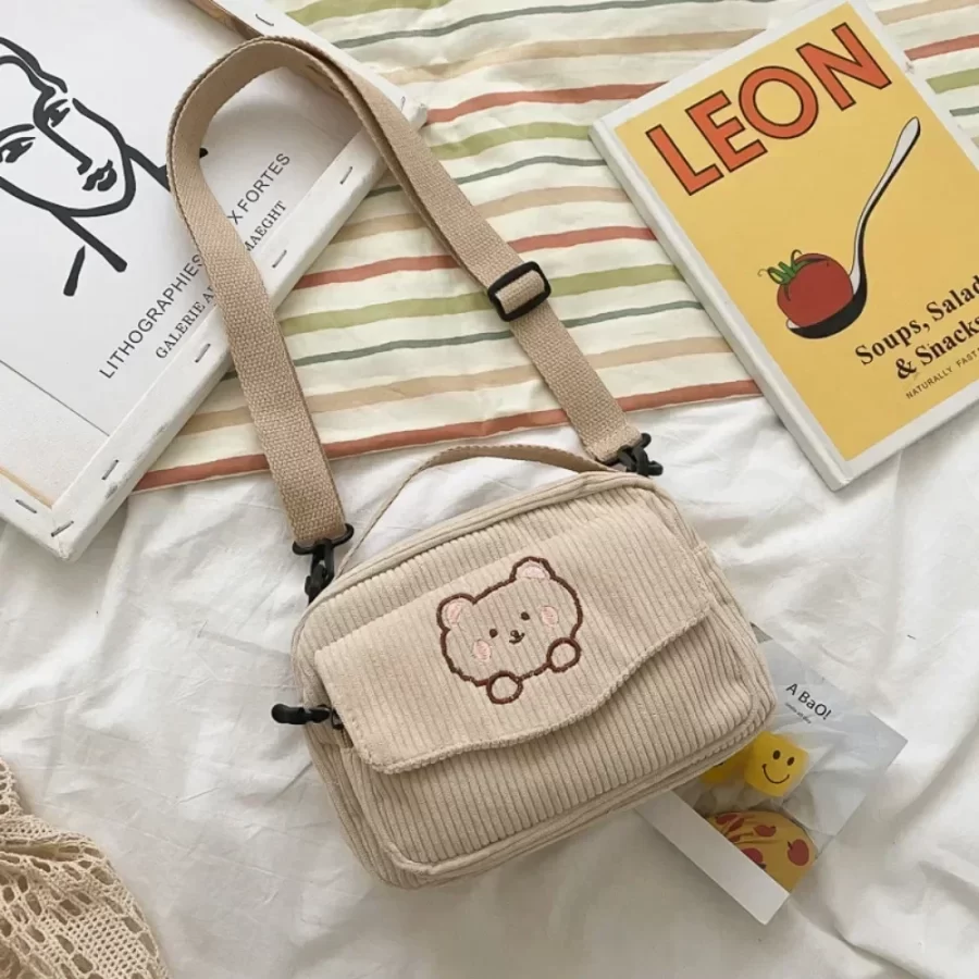 Cute Cartoon Bear Winter New Women's Bags Are Fashionable Casual Comfortable Simple Generous Crossbody Shoulder Handbag_8