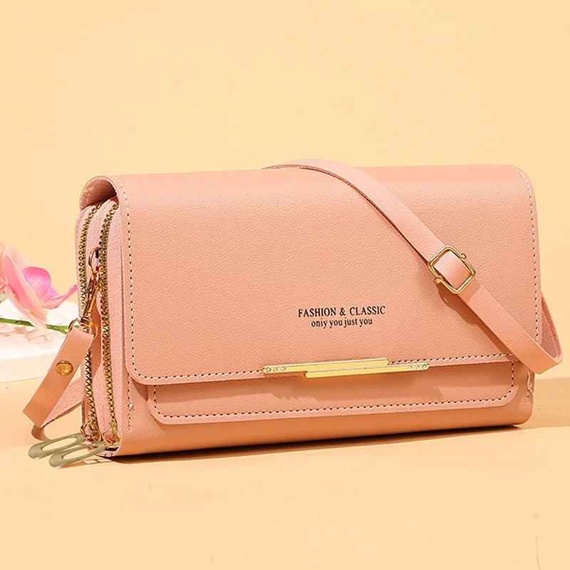 Women Long Wallet Korean Version Crossbody Bag Double Zipper Large Capacity Clutch Bag Shoulder Handbag Female Mobile Phone Bag_21