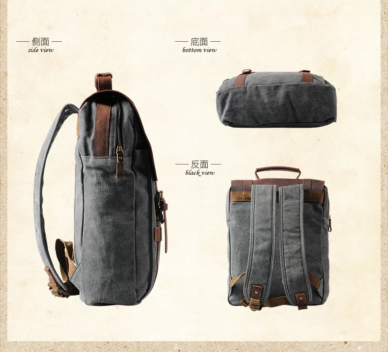 Fashion Male Backpack Leather military Canvas backpack Men backpack women school backpack school bag bagpack rucksack mochila_4