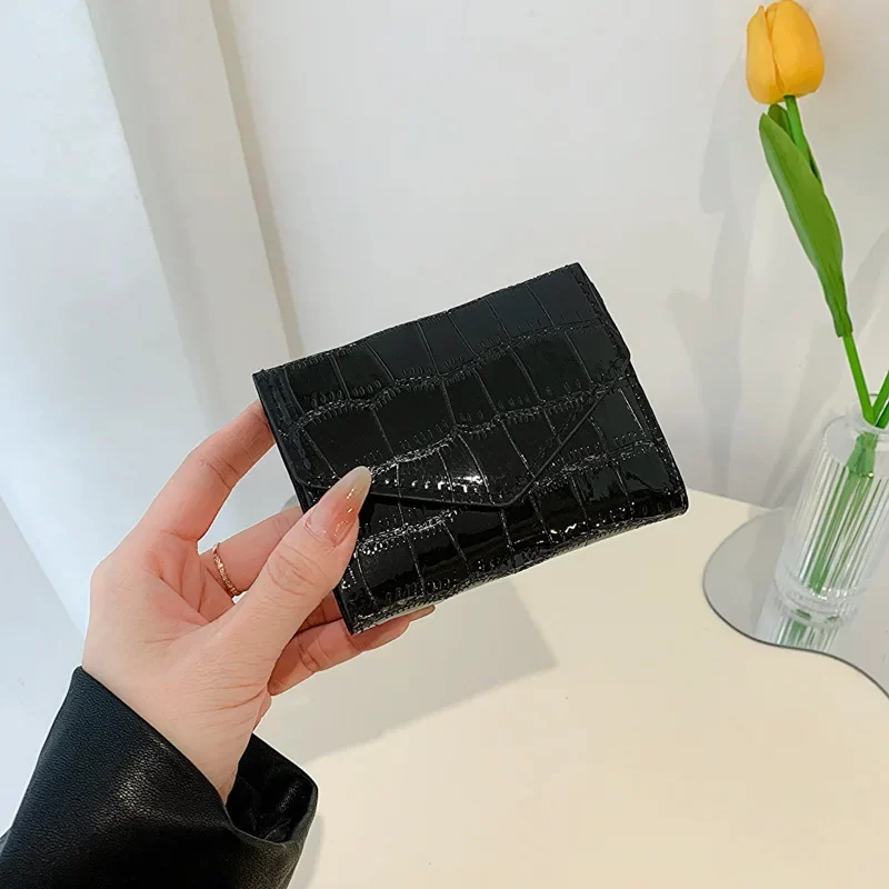 2024 Short Purses for Women New Fashion Stone Pattern Laser Wallet High Capacity Card Holders Coin Purse Mini Small Money Bag_9