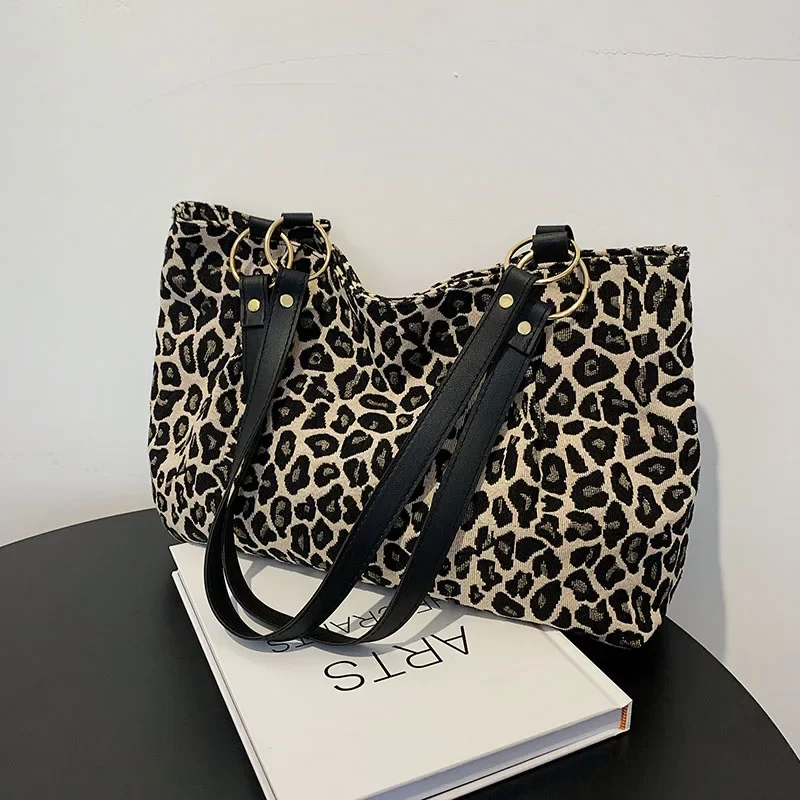 New Fashion Tote Bags Shopping and Travel  Canvas Bags New Women Popular Handbags Large Capacity Leopard Shoulder Bags Сумка_8