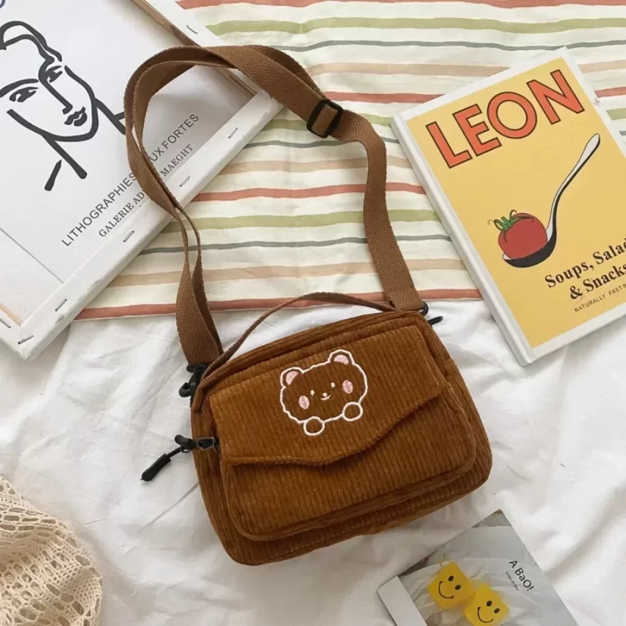 Cute Cartoon Bear Winter New Women's Bags Are Fashionable Casual Comfortable Simple Generous Crossbody Shoulder Handbag_9