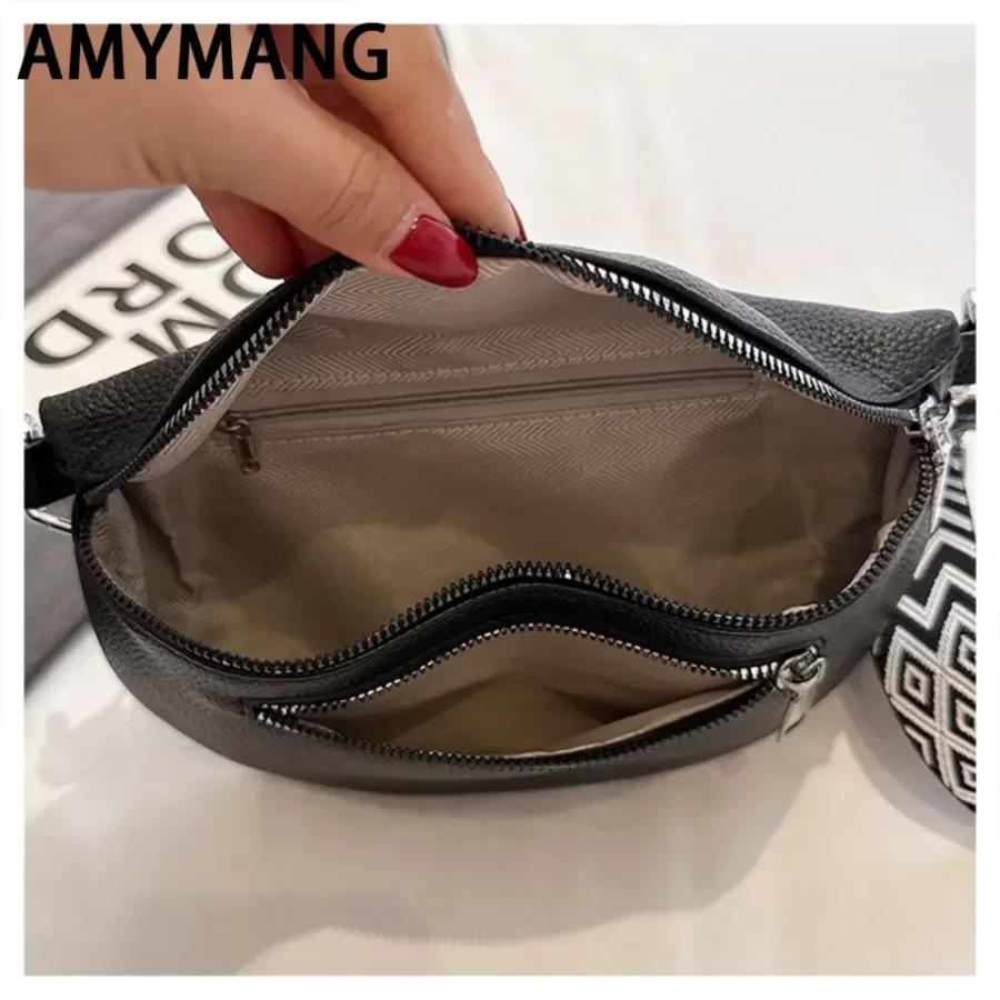 PU Leather Retro Banana Bag Women Chest Bags Waist Fanny Pack Sling Crossbody Shoulder Bag Chest Bum Belt Bag Half Moon_5