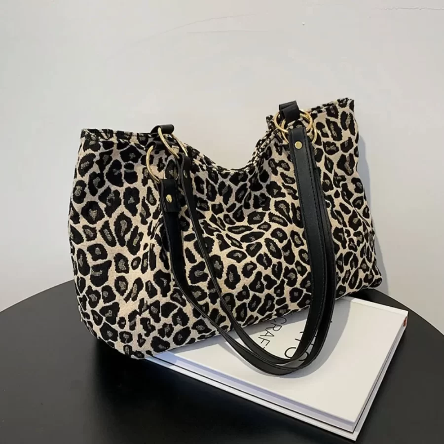 New Fashion Tote Bags Shopping and Travel  Canvas Bags New Women Popular Handbags Large Capacity Leopard Shoulder Bags Сумка_1