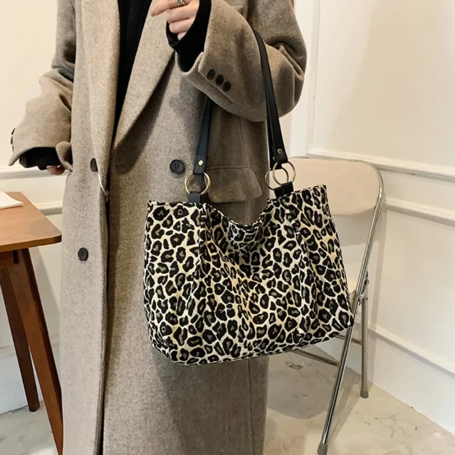 New Fashion Tote Bags Shopping and Travel  Canvas Bags New Women Popular Handbags Large Capacity Leopard Shoulder Bags Сумка_5